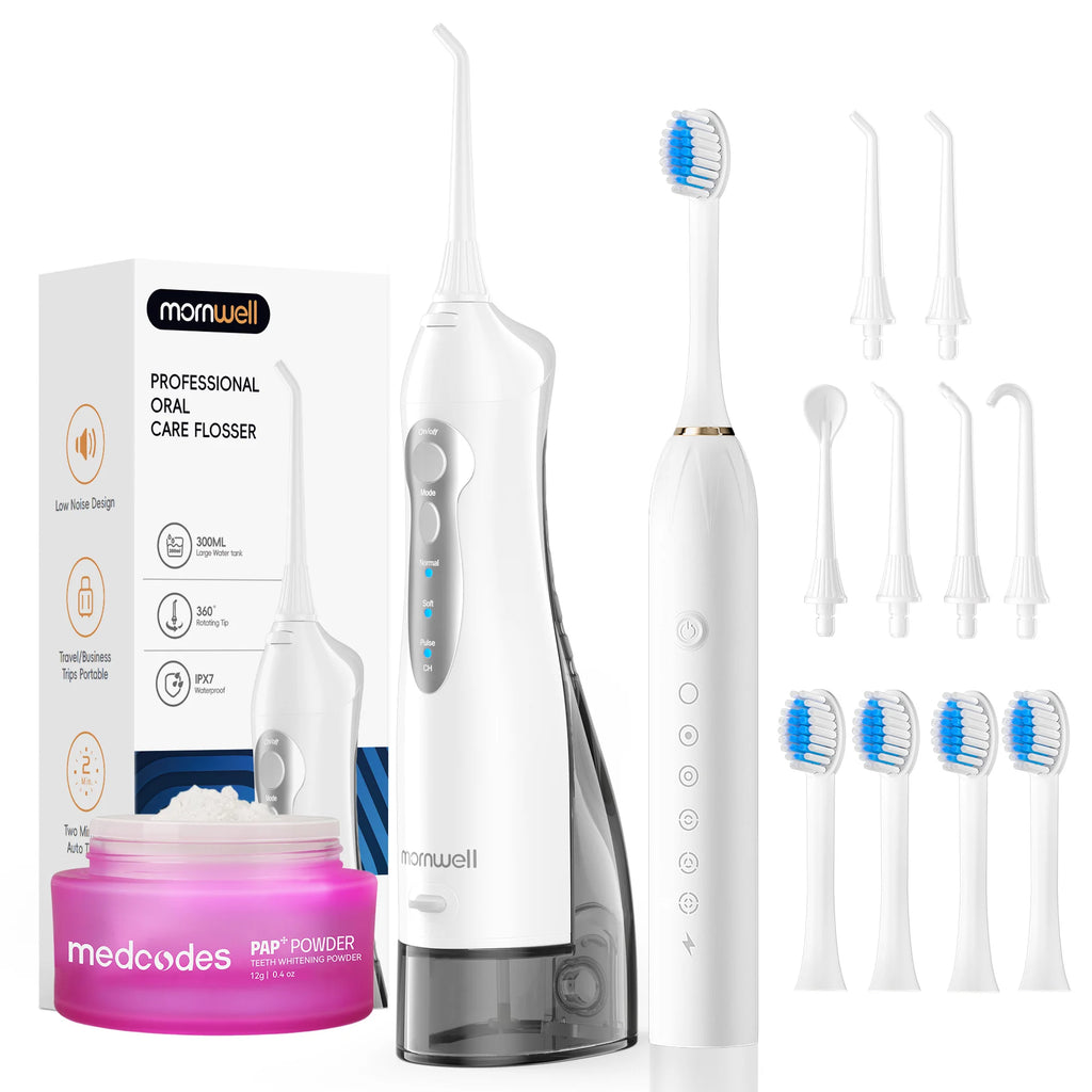 Water Flosser and Electric Toothbrush Set Portable Oral Irrigator for Deep Teeth Cleaning