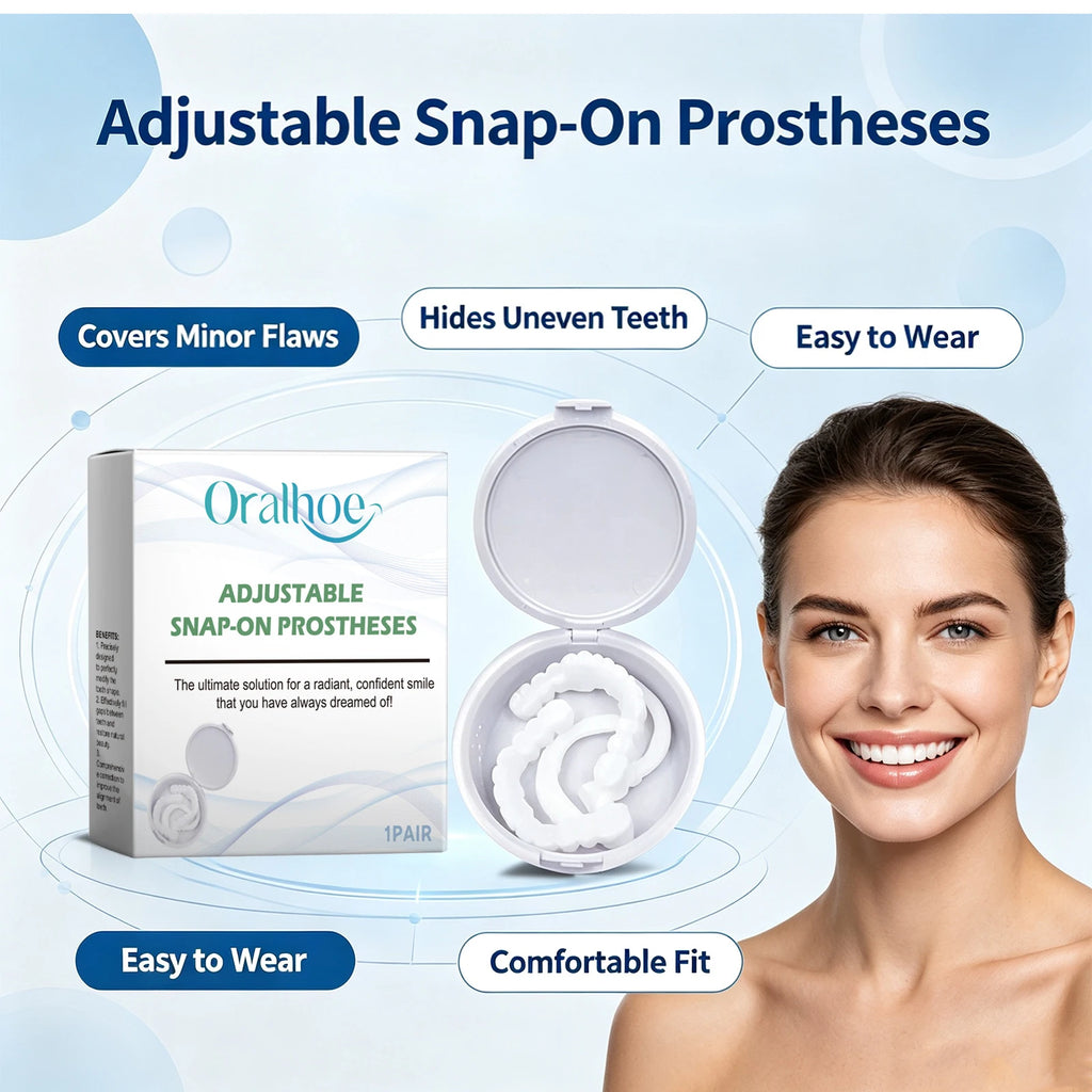 Adjustable Snap On Dentures Fake Teeth Smile Veneers for Daily Use and Instant Confident Beauty