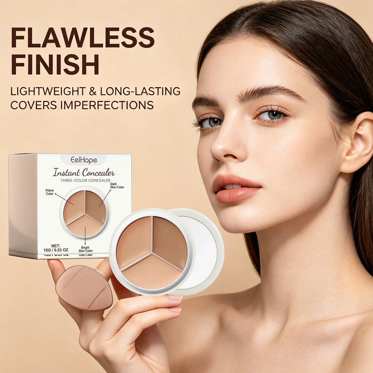 3 Color Cream Concealer Palette Face Makeup Corrector for Dark Circles Blemish Coverage