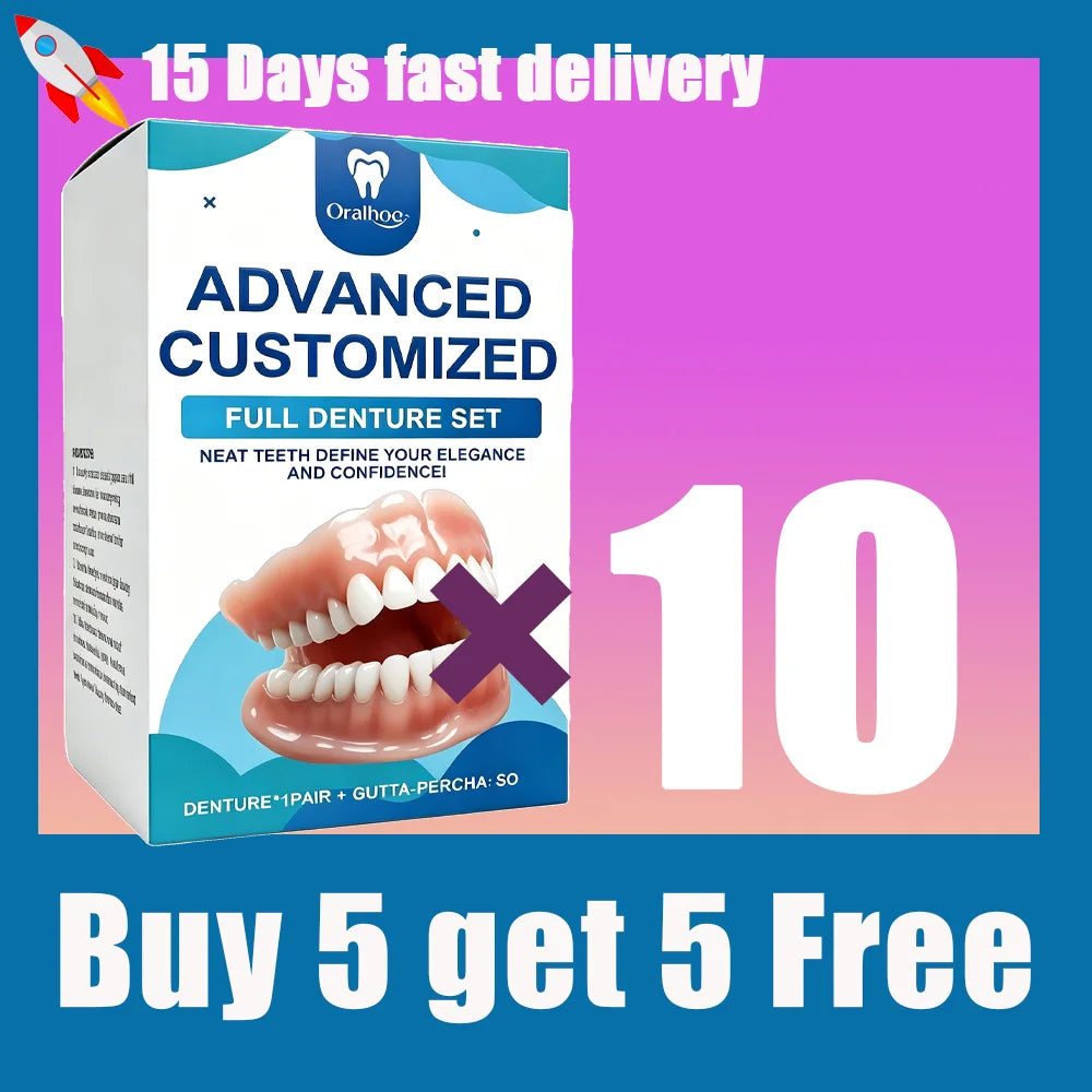 Full Denture Set Realistic Temporary False Teeth for Natural Comfortable Smile - 15