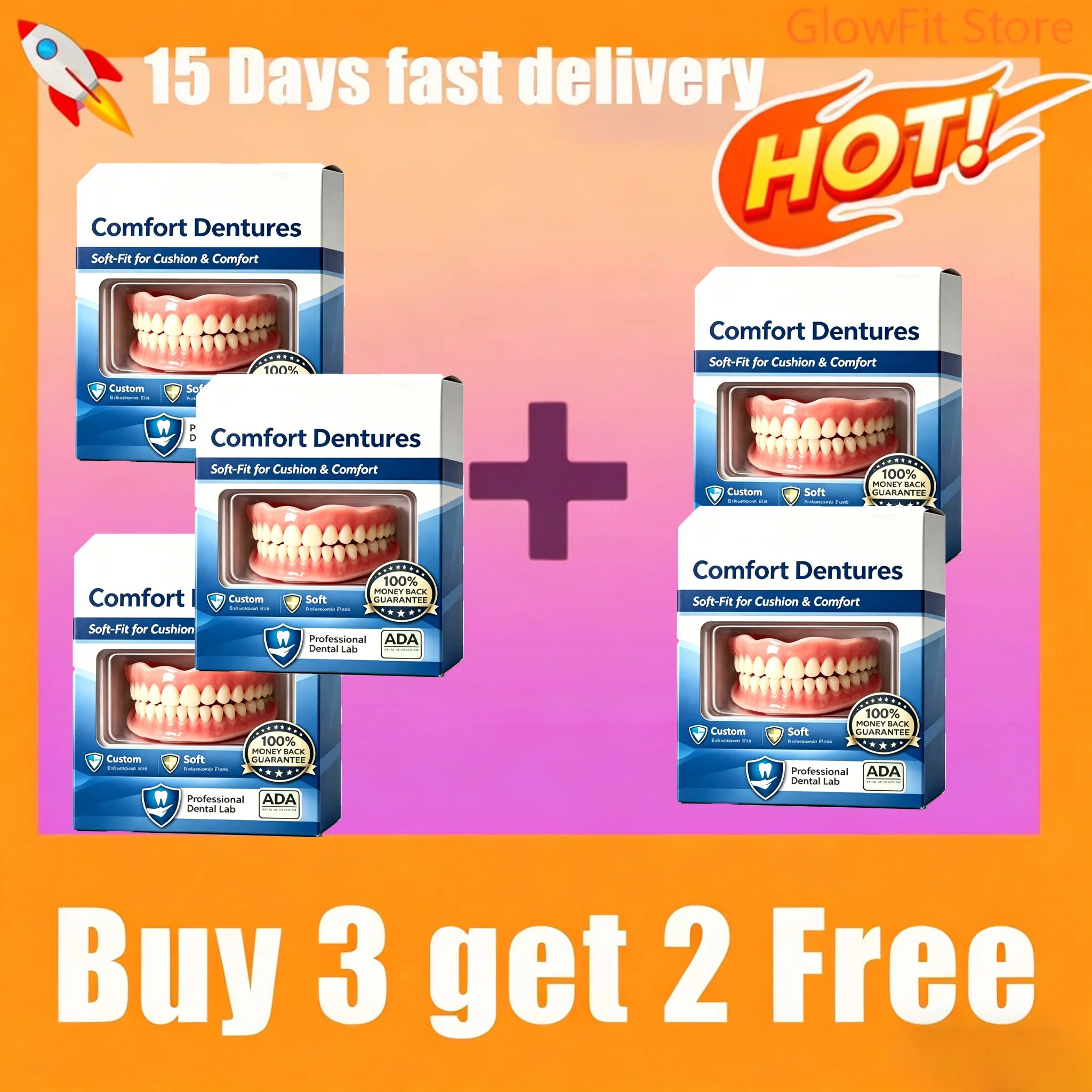 Natural Dentures Silicone Fake Teeth Comfortable Fit for Instant Confidence Smile - 8