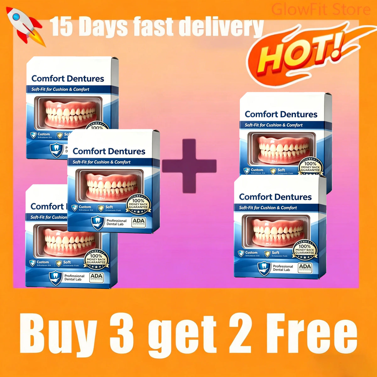 Snap On Dentures Cosmetic Teeth Veneers Instant Comfort Fit for Realistic Natural Smile