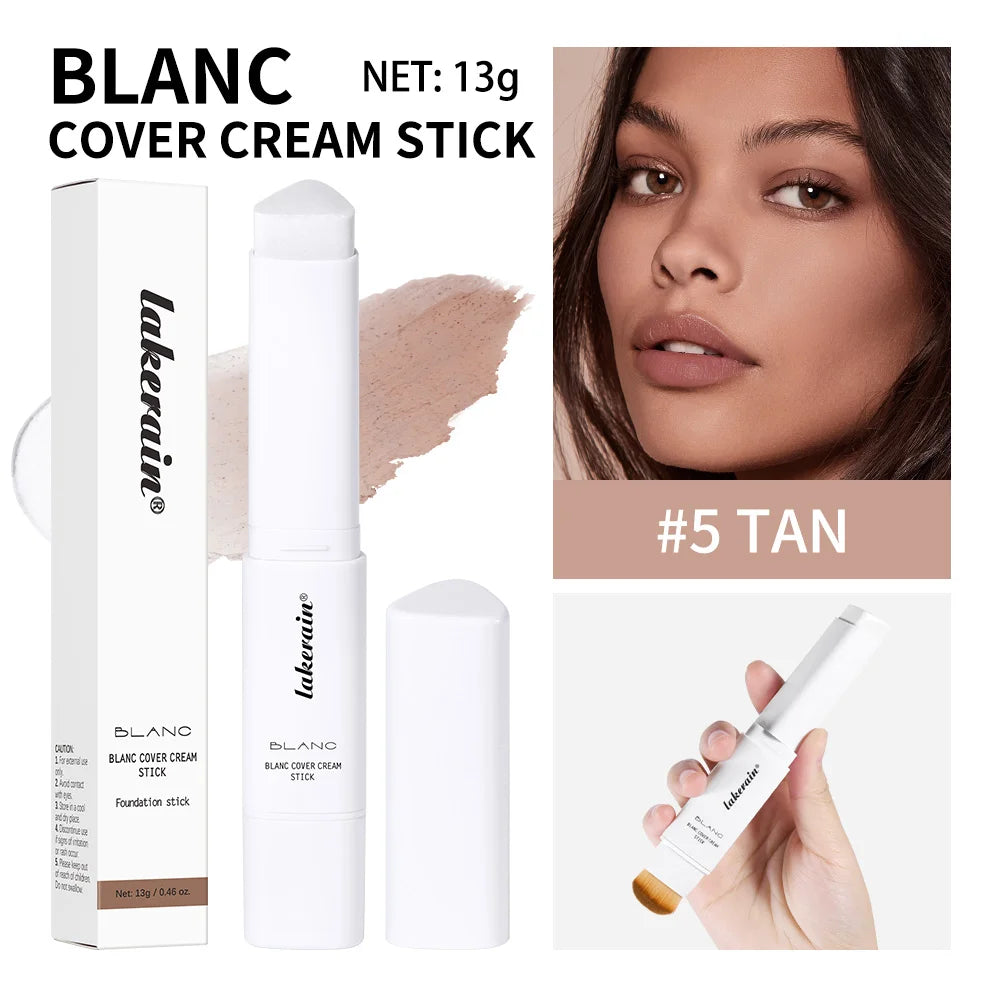 Foundation Stick Cream Makeup Buildable Coverage with Detachable Brush for Smooth Face Application - 24