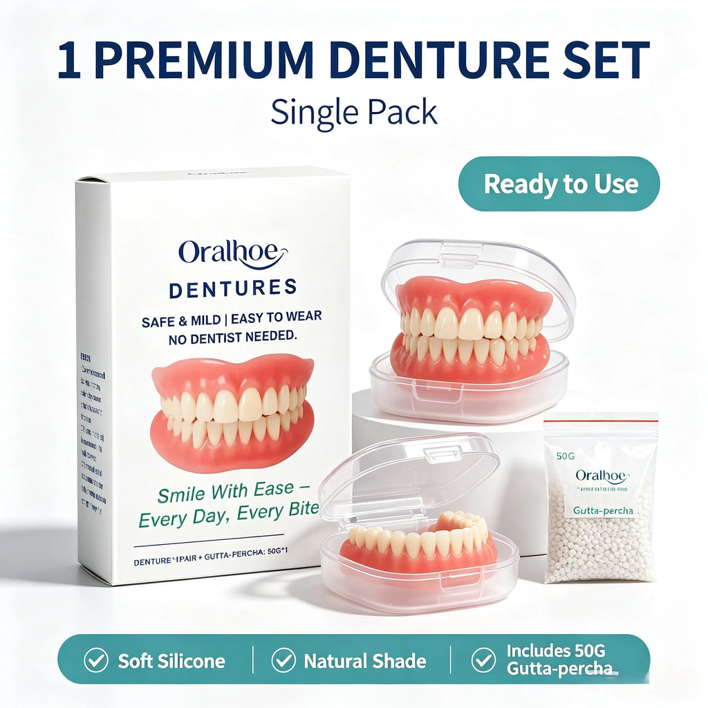 Adjustable Cosmetic Dentures Fake Teeth Set Custom Fit for Men Women Daily Smile Enhancement