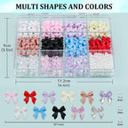 3D Nail Art Decorations Resin Charms Mixed Bowknot Pearl Beads for Manicure DIY Nail Design