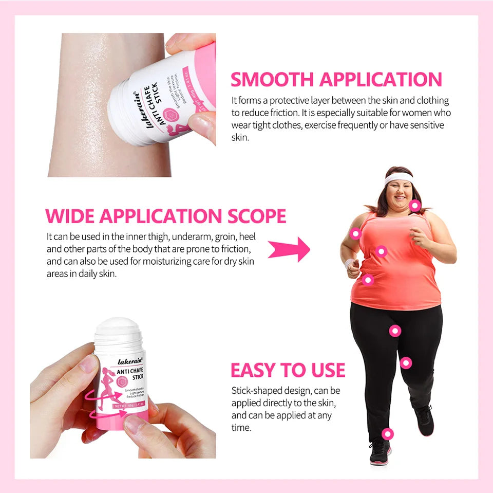 Anti Chafe Stick Friction Reducing Balm Moisturizing Skin Care for Running Hiking and Sports