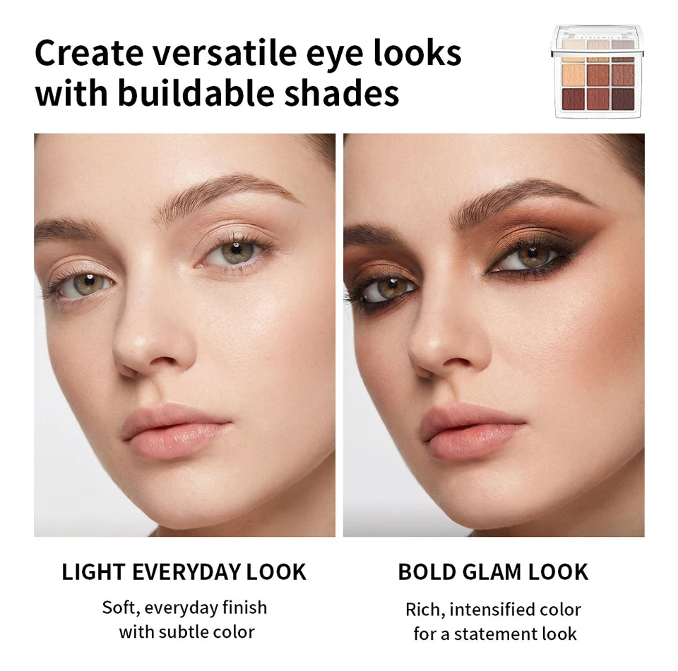 9 Color Eyeshadow Palette Makeup Kit Matte Shimmer Pigmented Shades for Daily Smoky Eye Looks