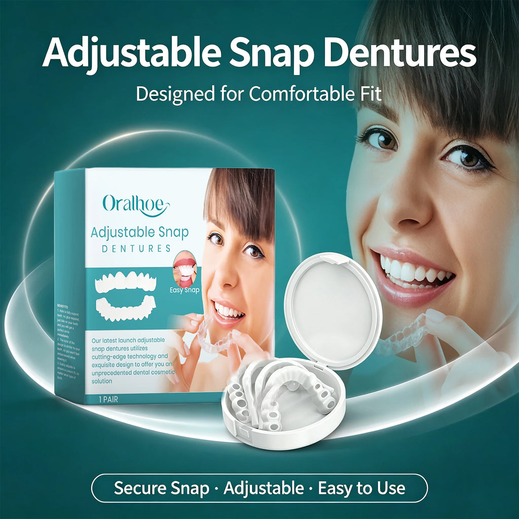 Adjustable Snap Dentures Fake Teeth Cosmetic Veneers Secure Fit for Dental Repair and Daily Smile