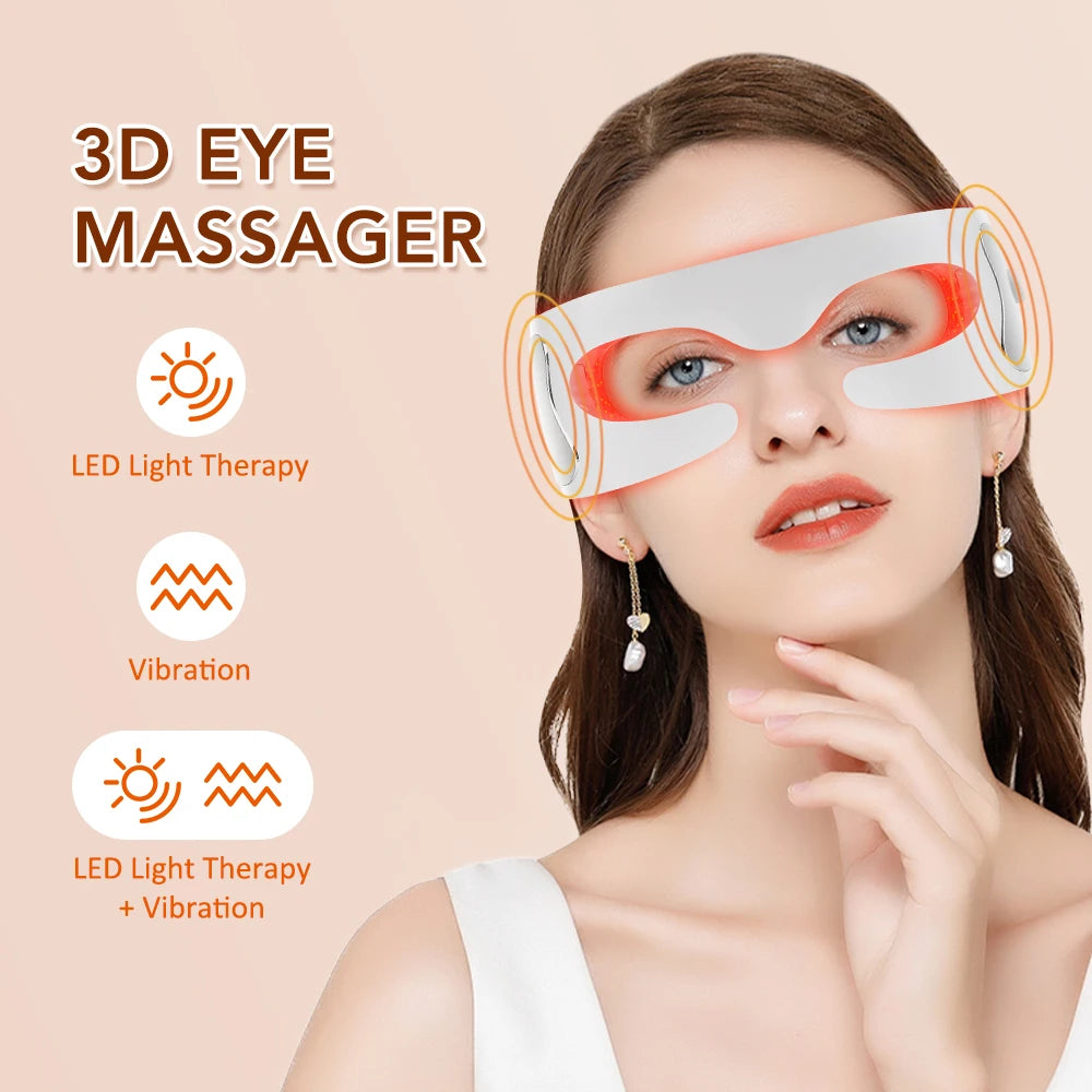 3D Eye Massager Red Light Therapy Tool for Relieving Fatigue Dark Circles and Eye Puffiness