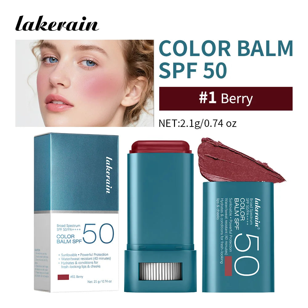 Sunscreen Blush Stick Tinted SPF 50 Cream Face Makeup for Glowing Cheeks - 25