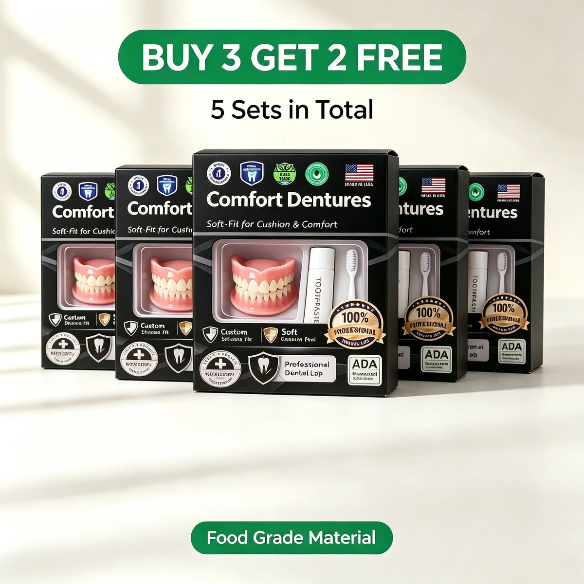 Moldable Silicone Denture Set Instant False Teeth for Natural Smile Appearance