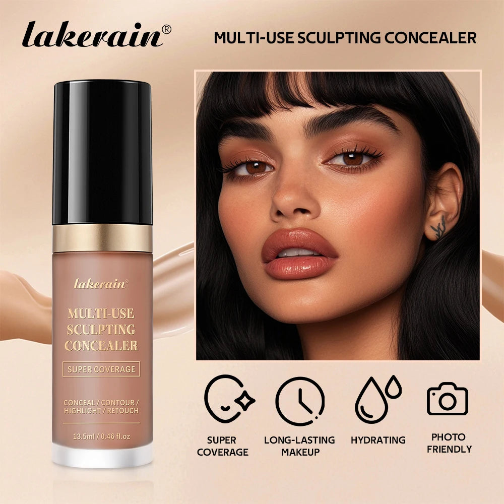 Waterproof Liquid Concealer Matte Foundation Full Coverage for Face Sculpting and Dark Circles