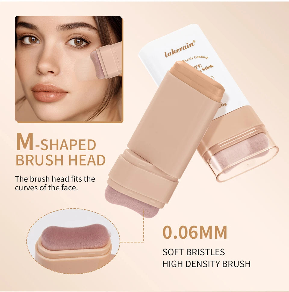 Matte Foundation Stick Face Concealer Makeup with Brush for Flawless Finish