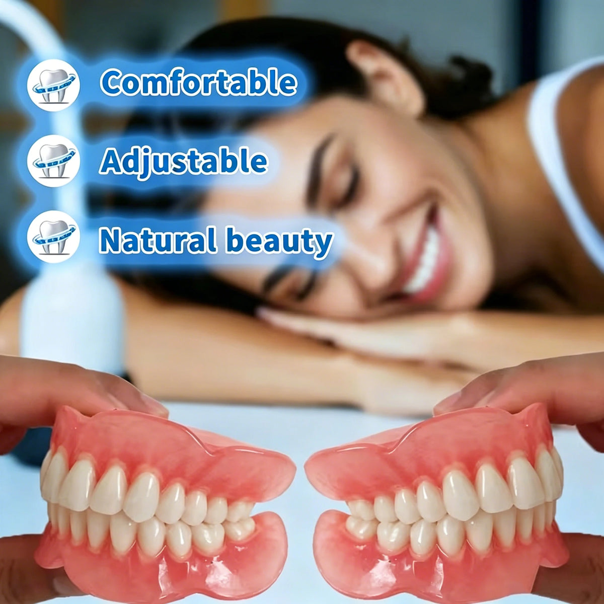 Adjustable Silicone Denture Kit Temporary Cosmetic Teeth Veneers for Natural Smile Comfort Fit