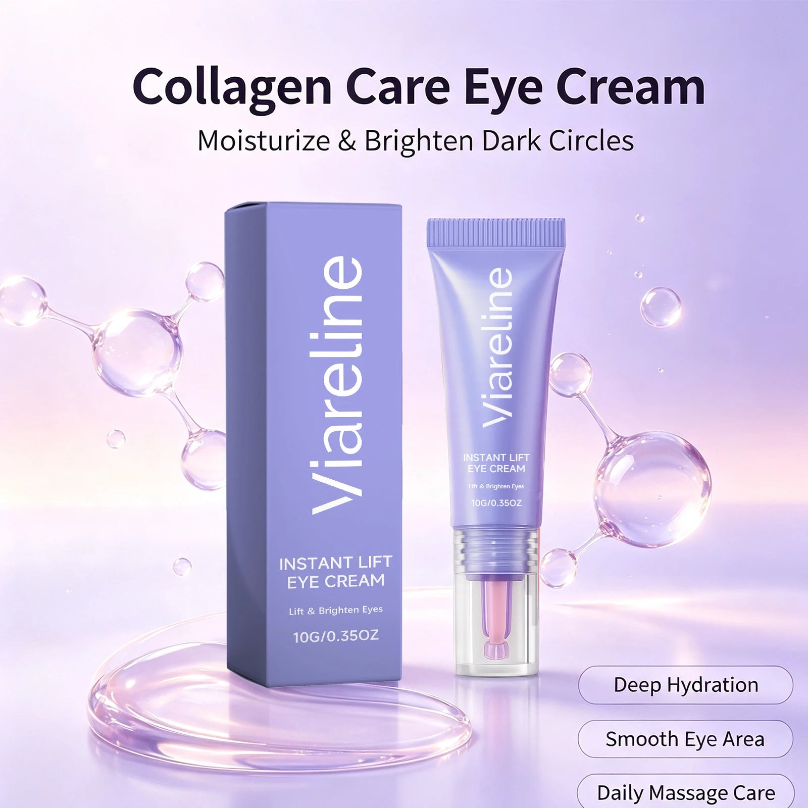 Collagen Eye Cream Firming Dark Circle Treatment for Smooth Hydrated Youthful Looking Skin - 4