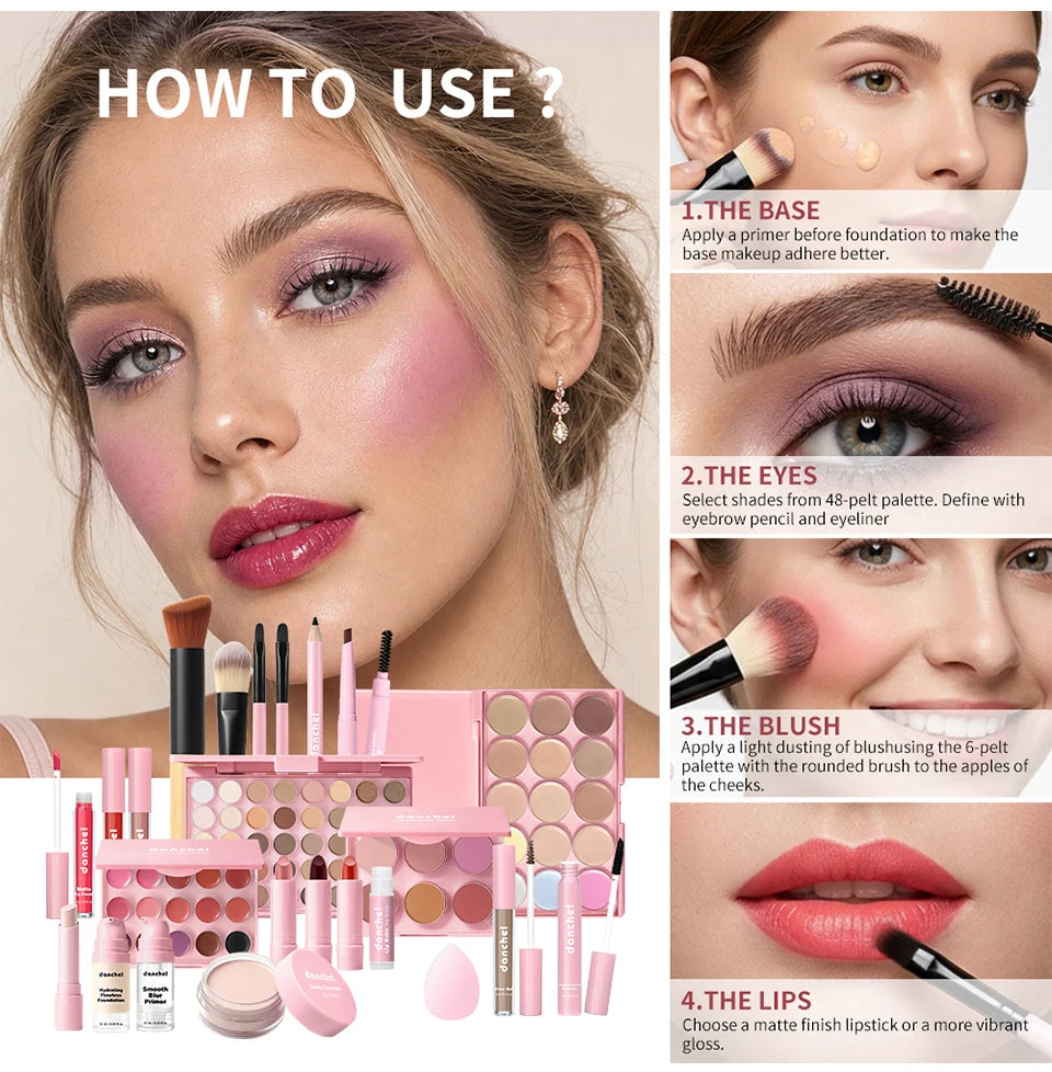 All in One Makeup Kit Cosmetic Set Complete Beauty Tools for Beginners Gifting