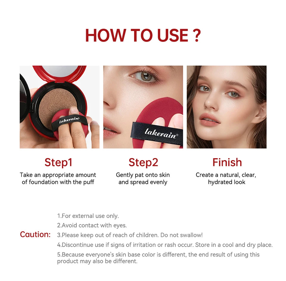 Air Cushion Foundation BB CC Cream Full Coverage Makeup for Flawless Matte Face Finish Daily Use - 14