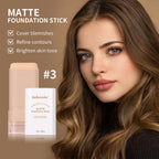 Matte Foundation Stick Face Concealer Makeup with Brush for Flawless Finish
