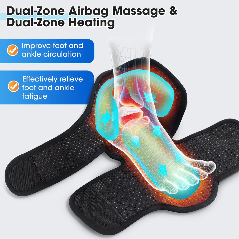 Cordless Foot Ankle Massager Heated Air Compression Wrap for Relaxation Pain Relief Home Use