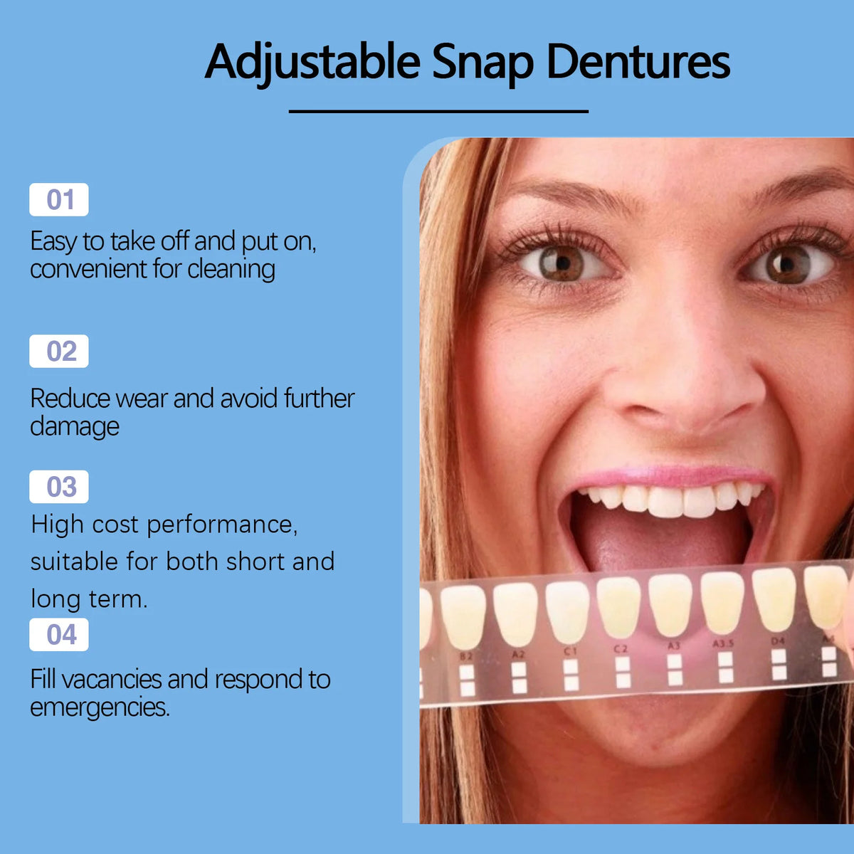 Adjustable Snap On Dentures False Teeth Cosmetic Veneers for Smile Correction
