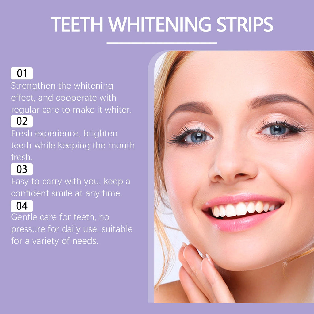 Teeth Whitening Strips Dental Bleaching Kit Gentle PAP Formula for Bright White Smile Routine