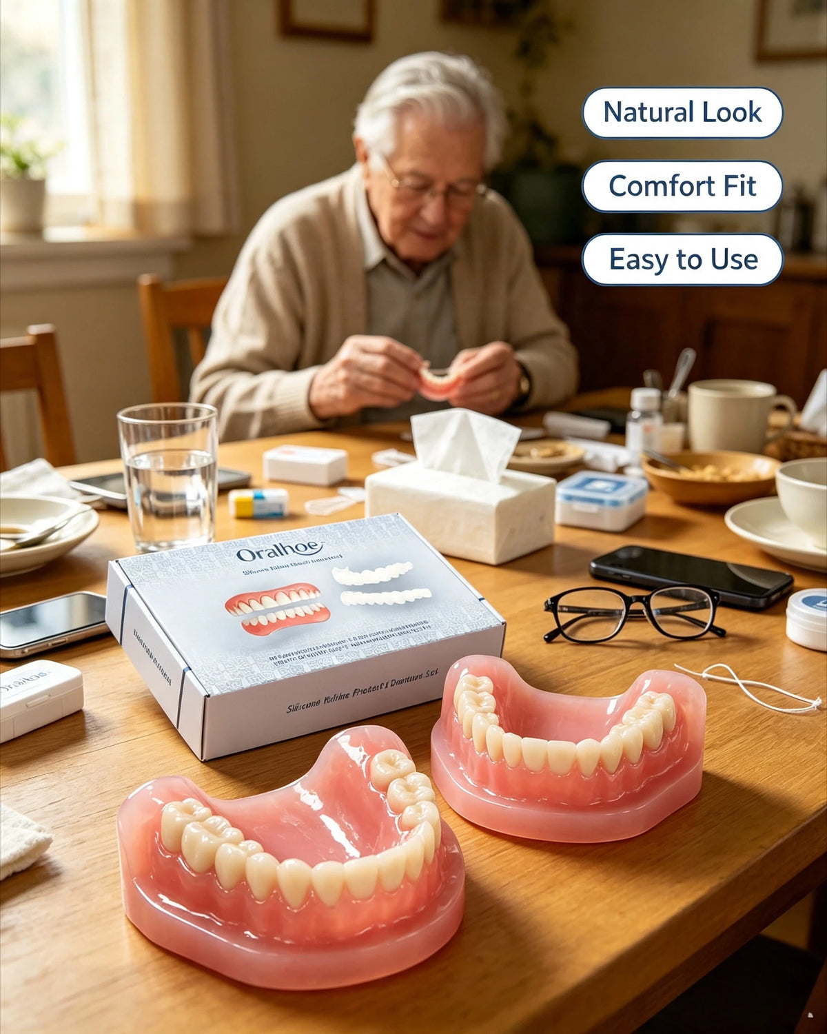 Adjustable Silicone Veneers False Teeth Set Temporary Smile Beauty Kit for Daily Confidence