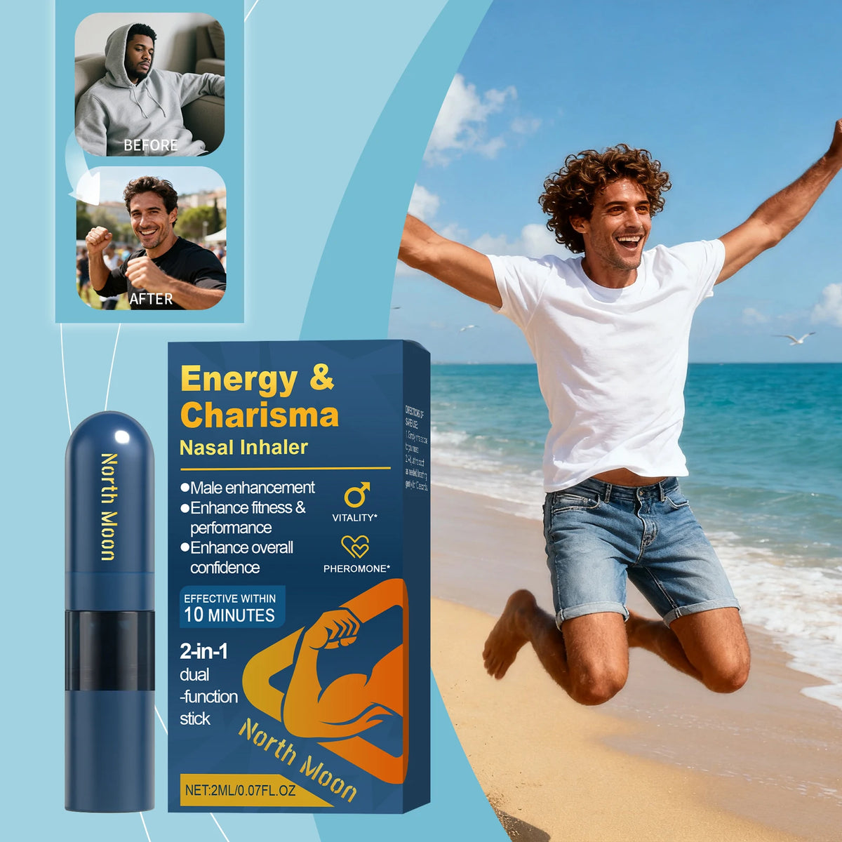 Men Nasal Inhaler Energy Stick Cooling Nourishing Nasal Suction for Daily Confidence