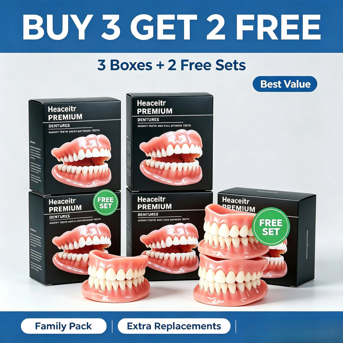 Custom Fit Dentures Boil to Shape Dental Veneers Flexible for Daily Meal and Drink Use