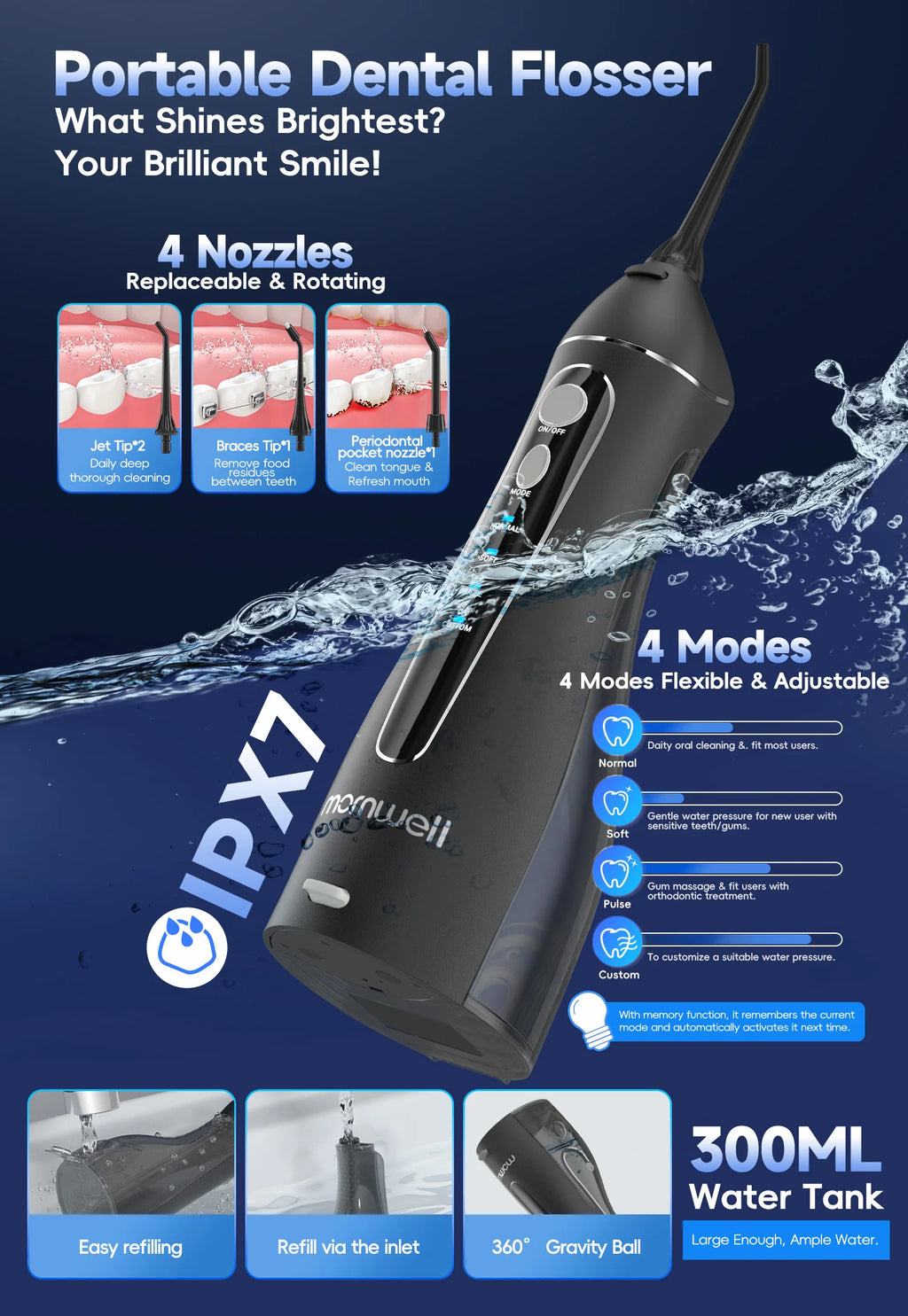 Electric Water Flosser and Toothbrush Set Oral Irrigator for Teeth Whitening Gum Care