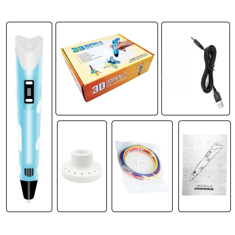 3D Printing Pen Art Drawing Tool LED Temperature Display for Kids Creative Arts Crafts