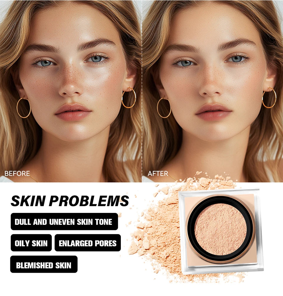 Loose Setting Powder Face Makeup Blurring Matte Finish for Long Lasting Oil Control Daily Use