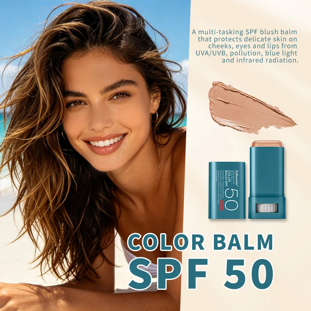 Sunscreen Blush Stick Tinted SPF 50 Cream Face Makeup for Glowing Cheeks
