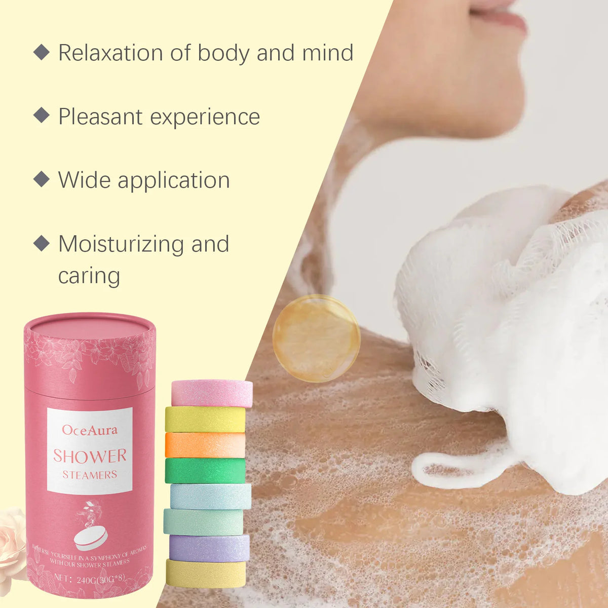 Aromatherapy Shower Tablets Soothing Steamers Natural Fragrance for Stress Relief Bath Home Spa