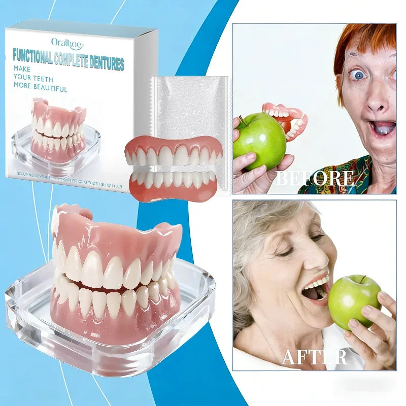Fake Teeth Dentures Cosmetic Veneers Natural Smile Snap On Braces for Instant Confident Daily Wear