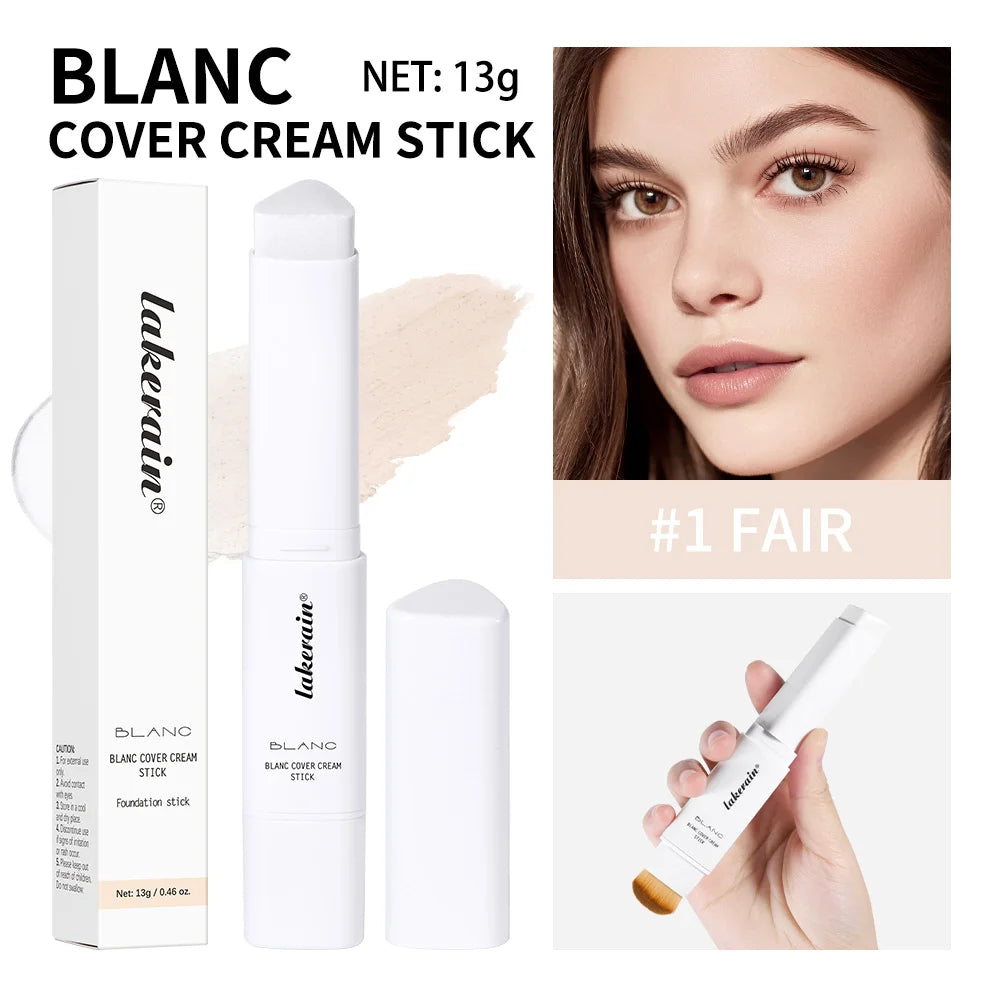 Foundation Stick Cream Makeup Buildable Coverage with Detachable Brush for Smooth Face Application - 21