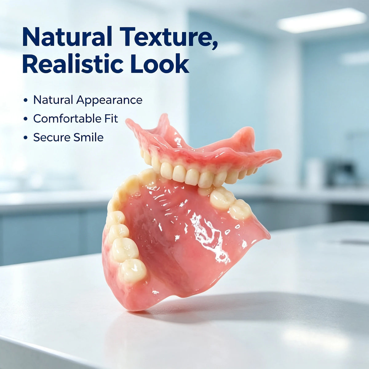 Full Denture Set Realistic Temporary False Teeth for Natural Comfortable Smile