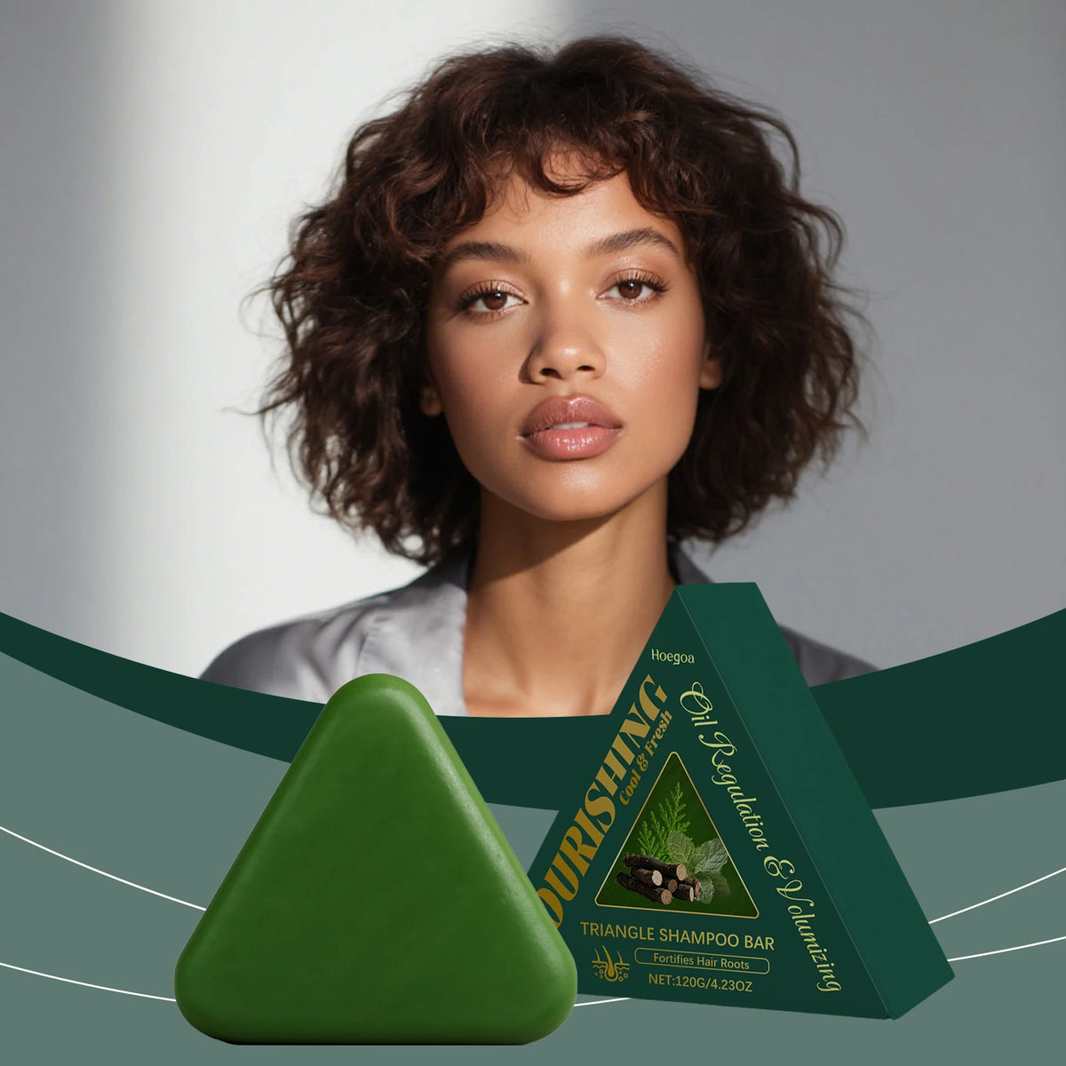 Triangle Hair Growth Soap Natural Herbal Shampoo Bar for Strengthening Thinning Hair and Oil Control