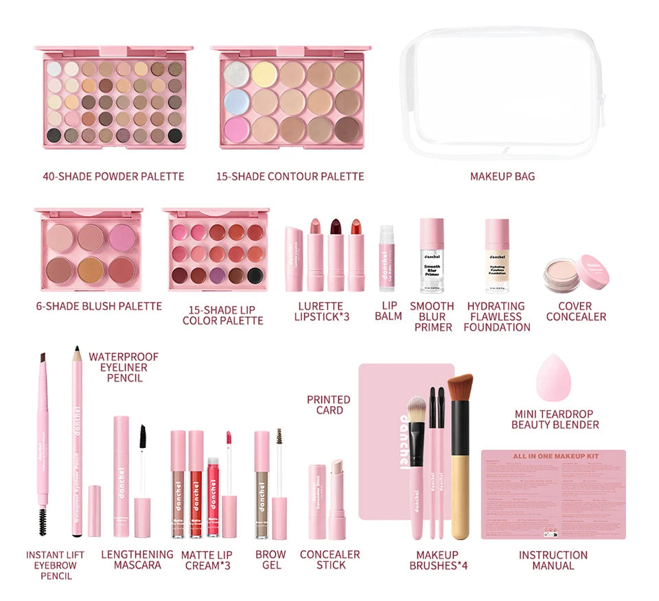 All in One Makeup Kit Cosmetic Set Complete Beauty Tools for Beginners Gifting