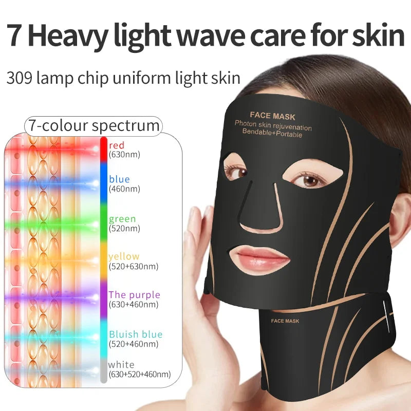 LED Face Neck Mask Silicone Light Therapy Device for Skin Rejuvenation and Anti Wrinkle Care - 4
