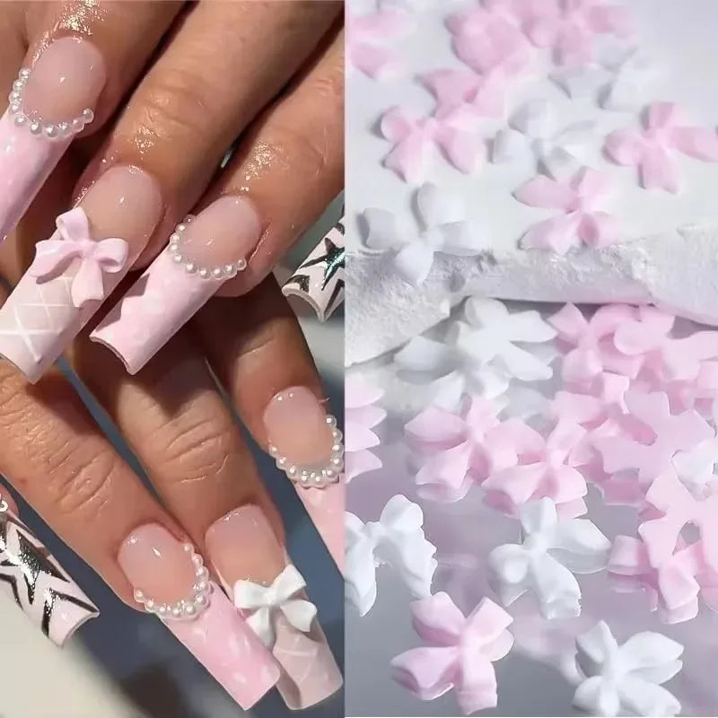 3D Nail Art Decorations Resin Charms Mixed Bowknot Pearl Beads for Manicure DIY Nail Design - 11