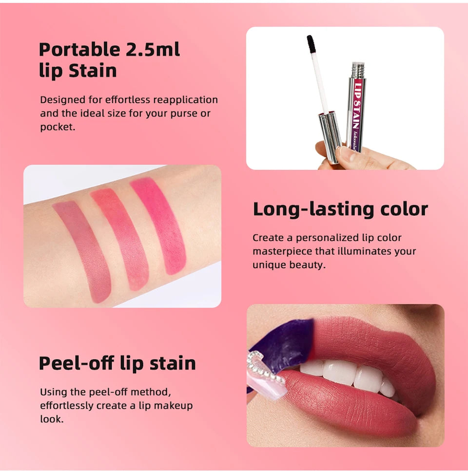 Peel Off Lip Stain Matte Liquid Lipstick Waterproof Long Lasting Tint for Daily Makeup Beauty - 11