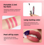 Peel Off Lip Stain Matte Liquid Lipstick Waterproof Long Lasting Tint for Daily Makeup Beauty