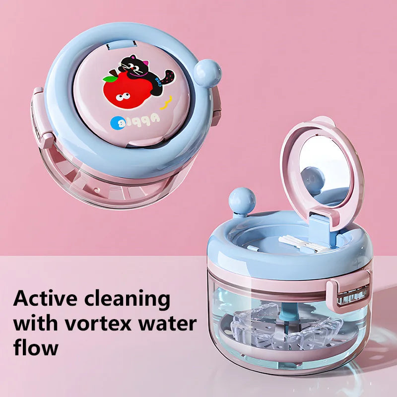 Denture Cleaning Case Dental Appliance Bath Box with Rotary Tray for Daily Hygiene Travel Storage - 5