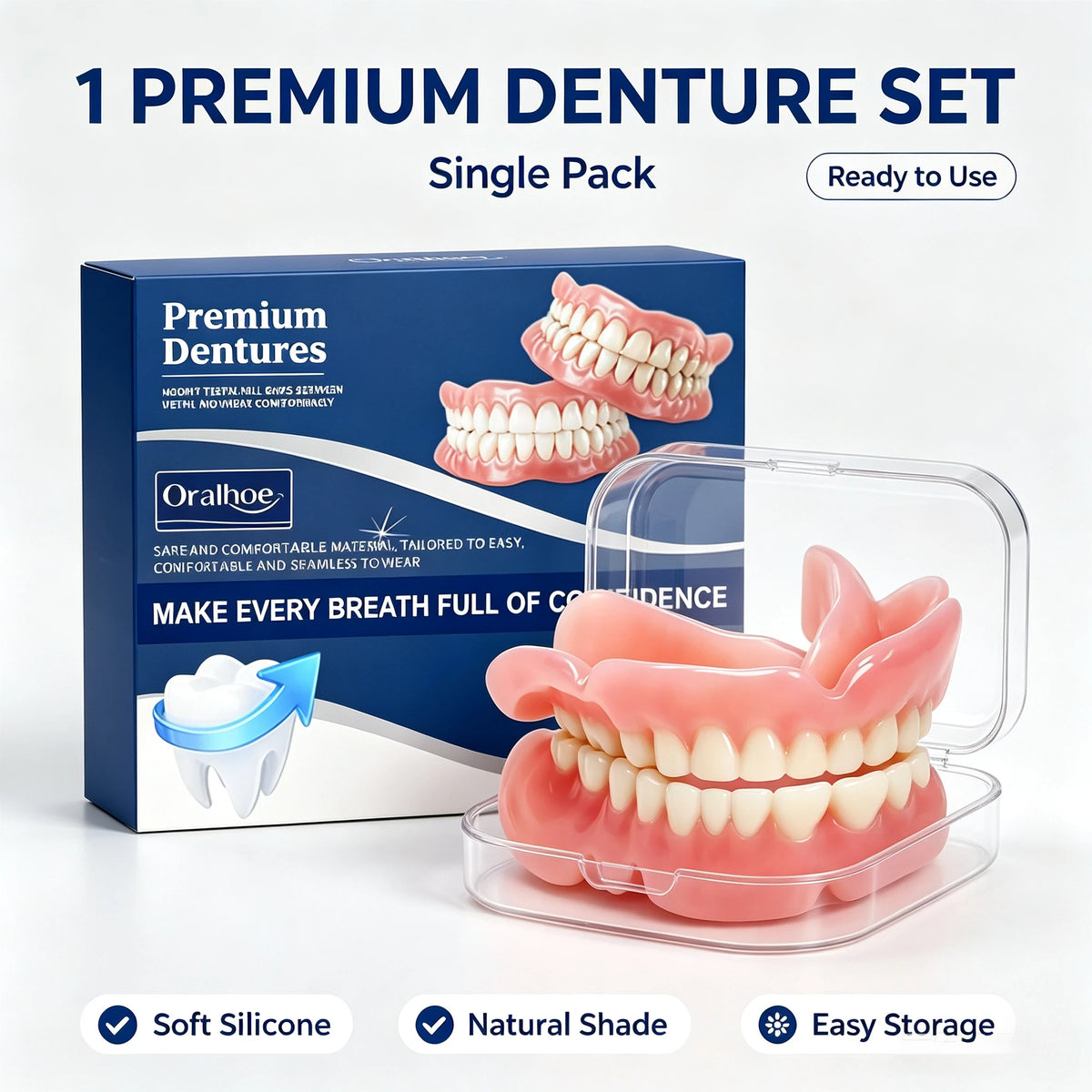 Snap On Dentures Cosmetic Teeth Veneers Natural Smile Fit for Men and Women