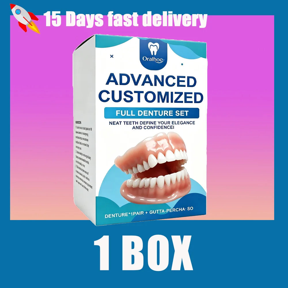 Full Denture Set Realistic Temporary False Teeth for Natural Comfortable Smile - 16