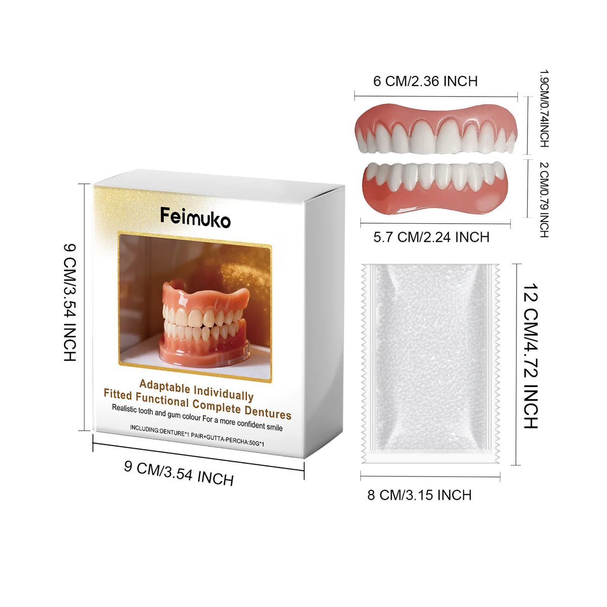 Denture Decoration Set Fake Teeth Veneers Resin Kit for Confident Smile
