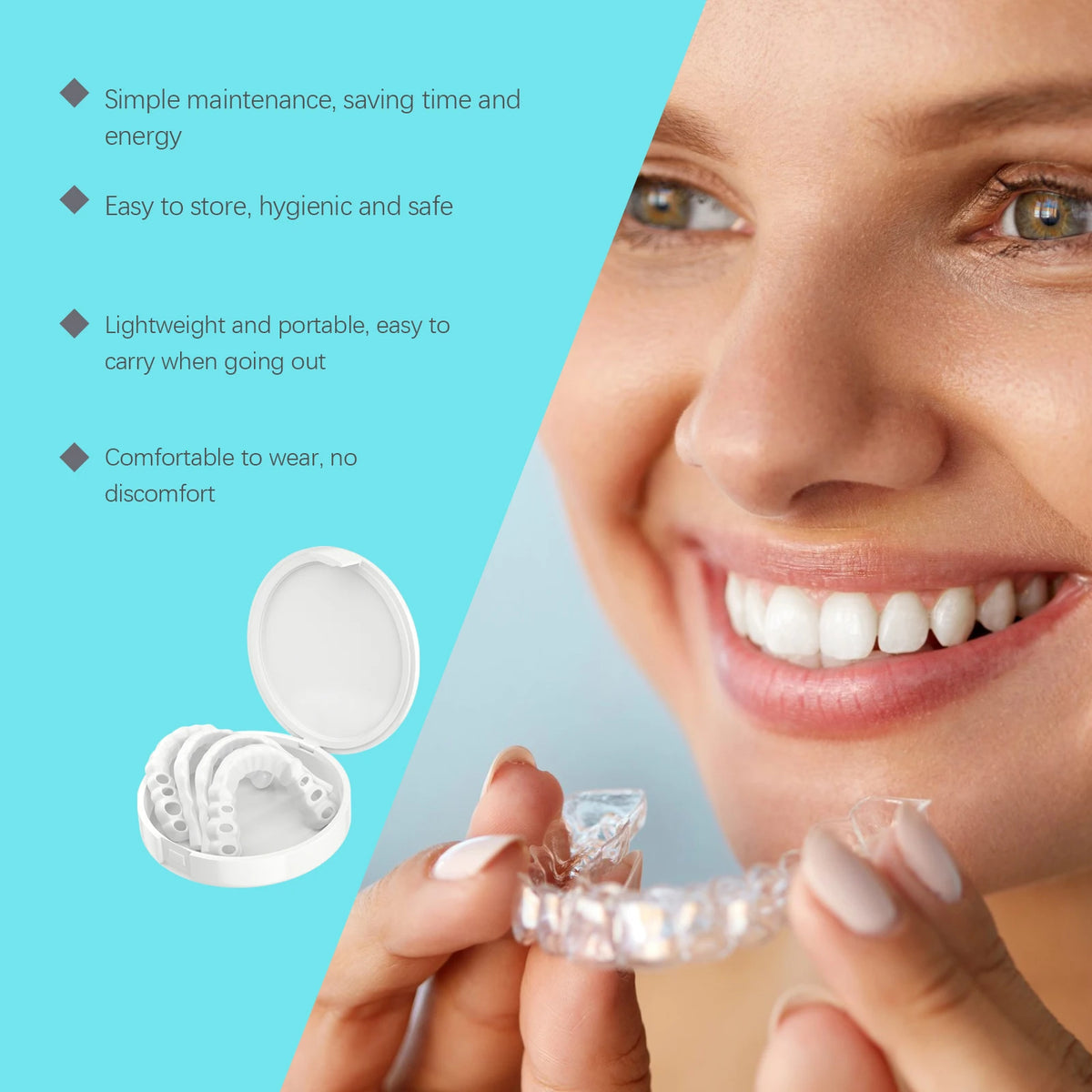 Adjustable Snap Dentures Fake Teeth Cosmetic Veneers Secure Fit for Dental Repair and Daily Smile