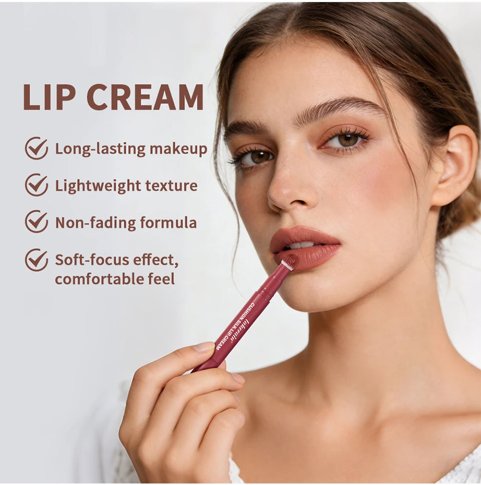 Air Cushion Lip Cream Tinted Blush Dual Action Matte Finish for Daily Makeup Routine