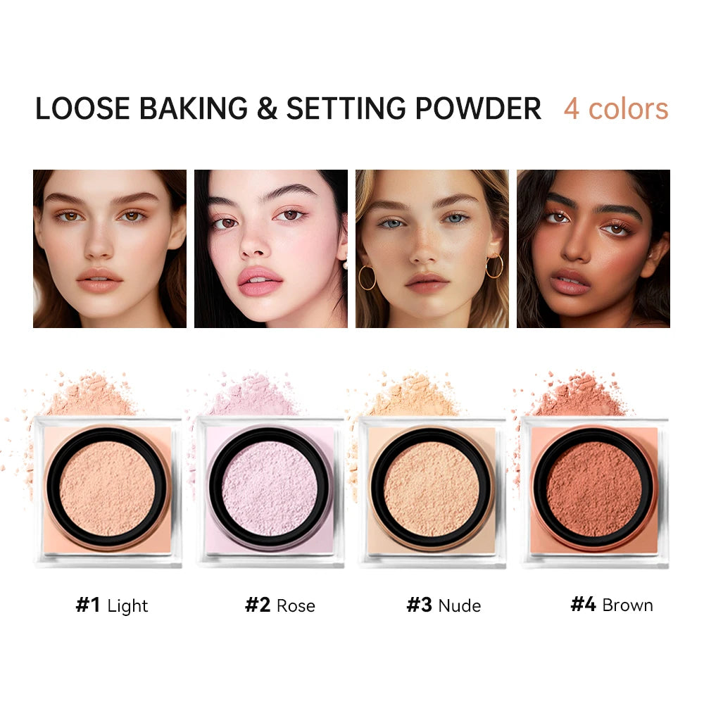 Loose Setting Powder Face Makeup Blurring Matte Finish for Long Lasting Oil Control Daily Use