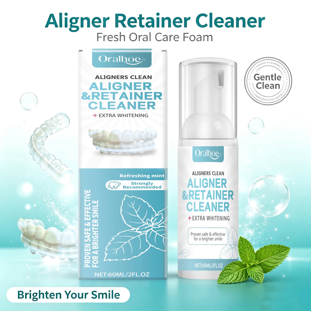 Aligner and Retainer Cleaner Foam Mousse Whitening Agent for Daily Dental Appliance Care